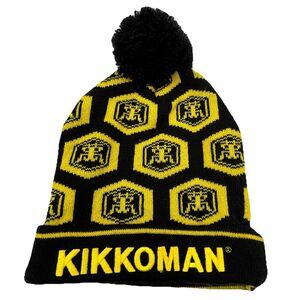Kikkoman Pom Beanie Hat Black Yellow Knit Official Licensed One Size Winter